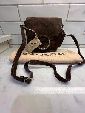 TRASK Brown Suede Crossbody NWT~ PRISTINE condition